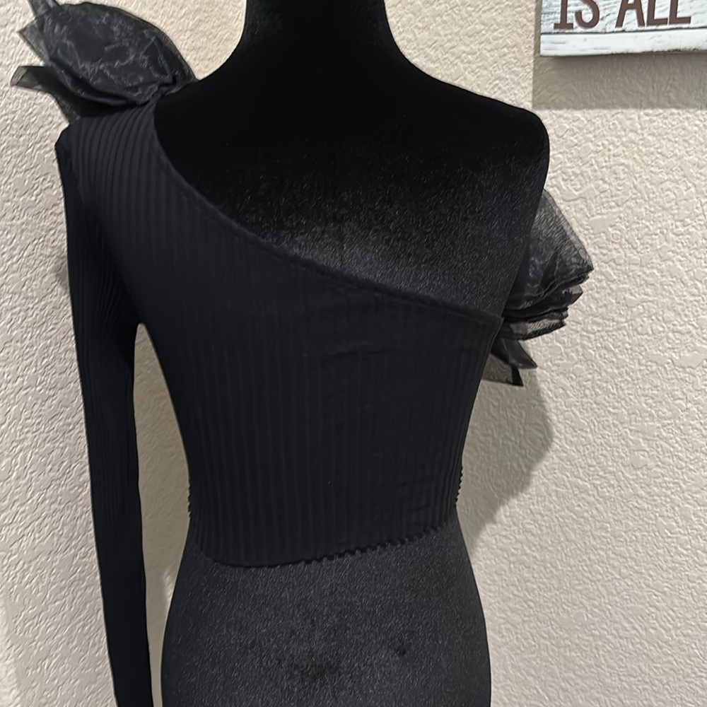 Zara Black One-Shoulder Ruffled Top - Picture 4 of 4